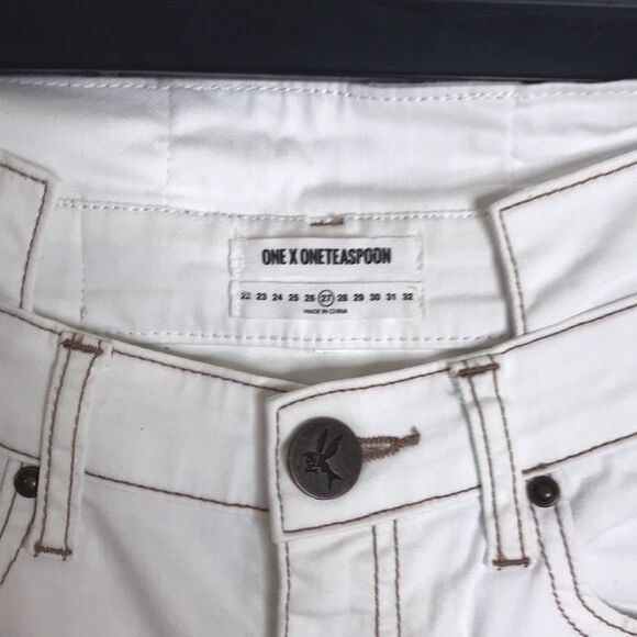 One teaspoon Hoodlums mid waist stretched fitted bow leg white jeans size 27 - Picture 4 of 13
